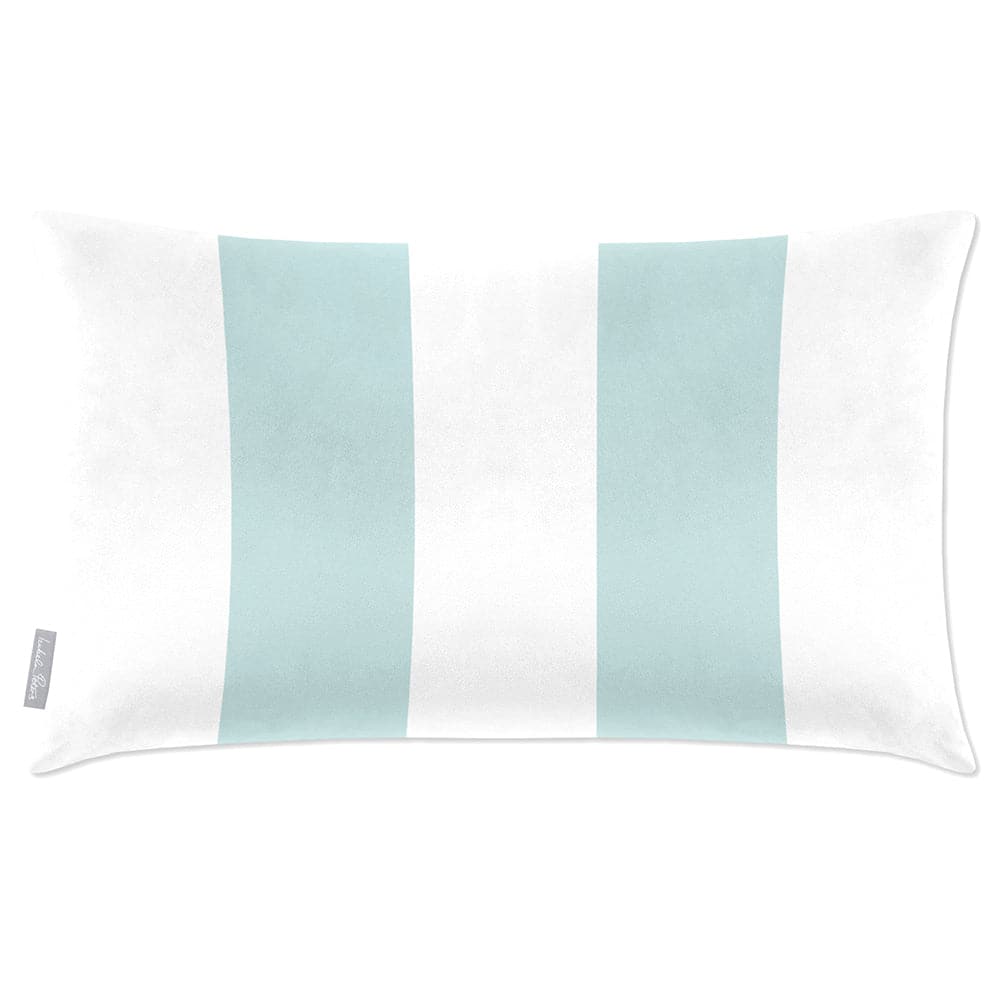 Luxury Eco-Friendly Velvet Rectangle Cushion - 2 Stripes  IzabelaPeters Duck Egg Blue 50 x 30 cm 