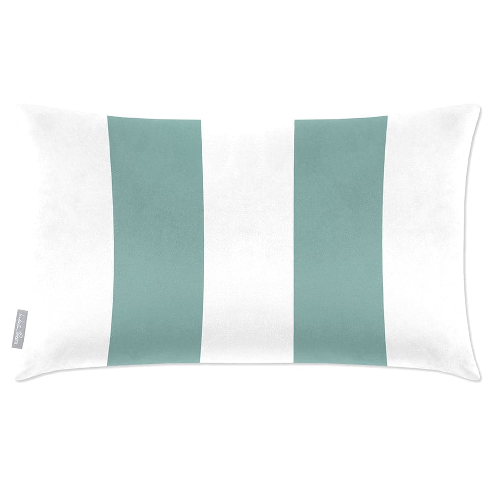Luxury Eco-Friendly Velvet Rectangle Cushion - 2 Stripes  IzabelaPeters Blue Surf 50 x 30 cm 