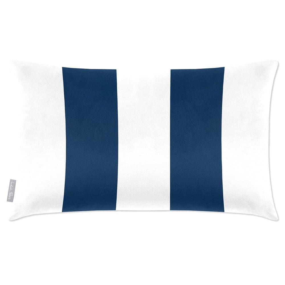 Luxury Eco-Friendly Velvet Rectangle Cushion - 2 Stripes  IzabelaPeters Estate Blue 50 x 30 cm 