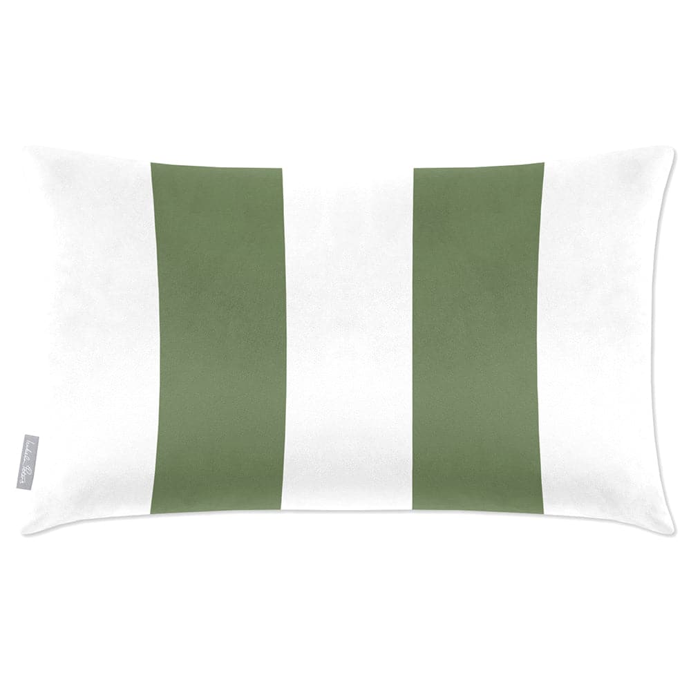 Luxury Eco-Friendly Velvet Rectangle Cushion - 2 Stripes  IzabelaPeters Sage 50 x 30 cm 