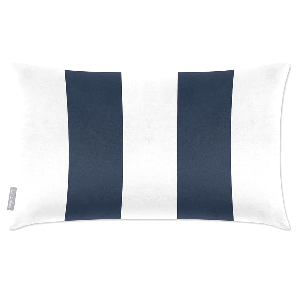 Luxury Eco-Friendly Velvet Rectangle Cushion - 2 Stripes  IzabelaPeters Petrol Blue 50 x 30 cm 