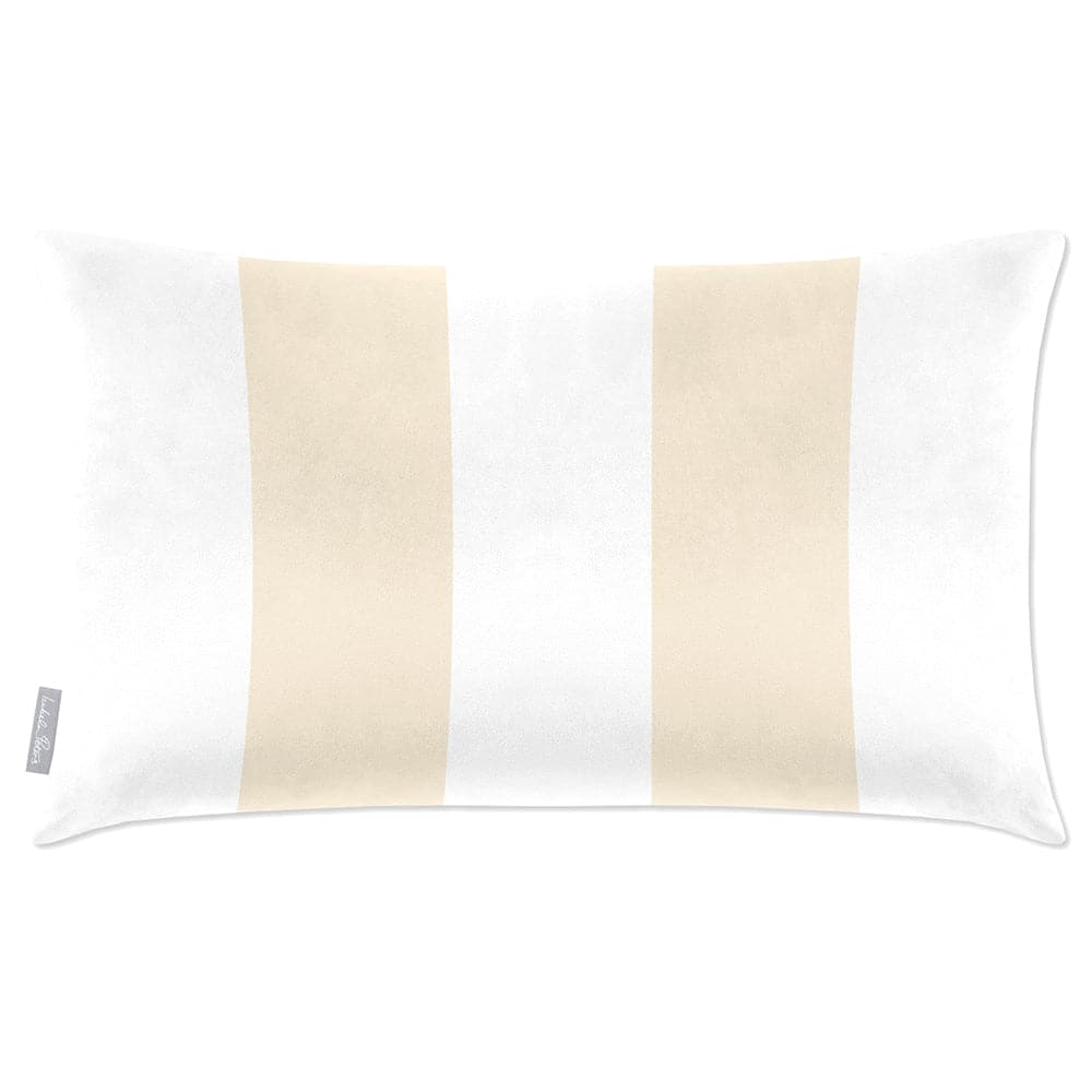 Luxury Eco-Friendly Velvet Rectangle Cushion - 2 Stripes  IzabelaPeters Ivory Cream 50 x 30 cm 