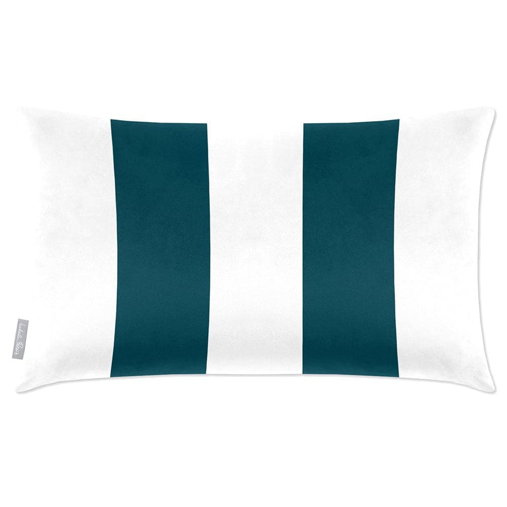Luxury Eco-Friendly Velvet Rectangle Cushion - 2 Stripes  IzabelaPeters Teal 50 x 30 cm 