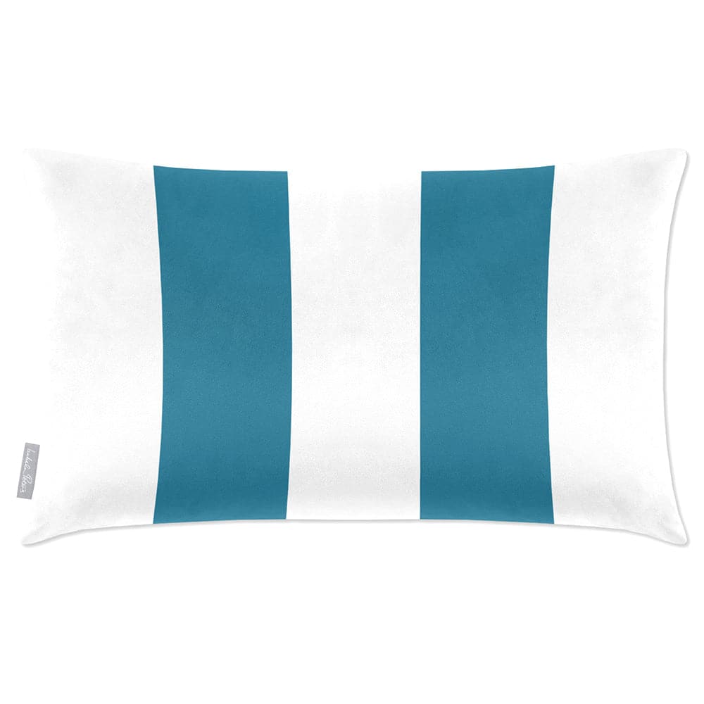 Luxury Eco-Friendly Velvet Rectangle Cushion - 2 Stripes  IzabelaPeters Prussian Blue 50 x 30 cm 