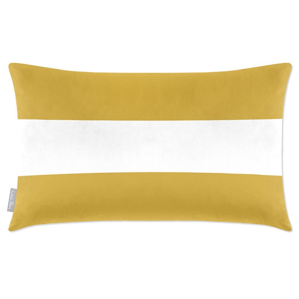 Luxury Eco-Friendly Velvet Rectangle Cushion - 2 Stripes Horizontal  IzabelaPeters Mustard Ochre 50 x 30 cm 
