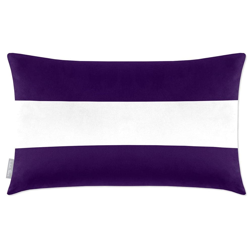 Luxury Eco-Friendly Velvet Rectangle Cushion - 2 Stripes Horizontal  IzabelaPeters Morc Blue 50 x 30 cm 