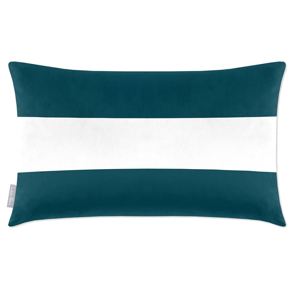 Luxury Eco-Friendly Velvet Rectangle Cushion - 2 Stripes Horizontal  IzabelaPeters Teal 50 x 30 cm 