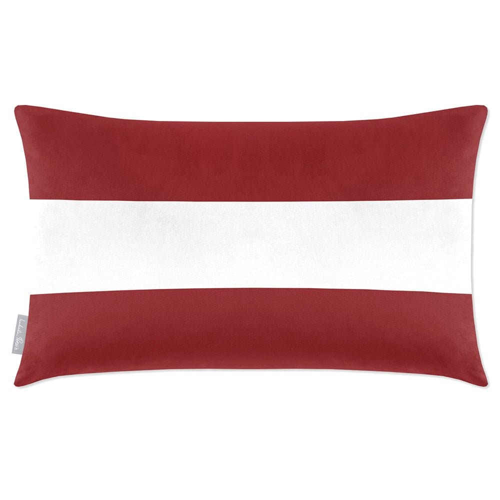 Luxury Eco-Friendly Velvet Rectangle Cushion - 2 Stripes Horizontal  IzabelaPeters Raspberry Red 50 x 30 cm 