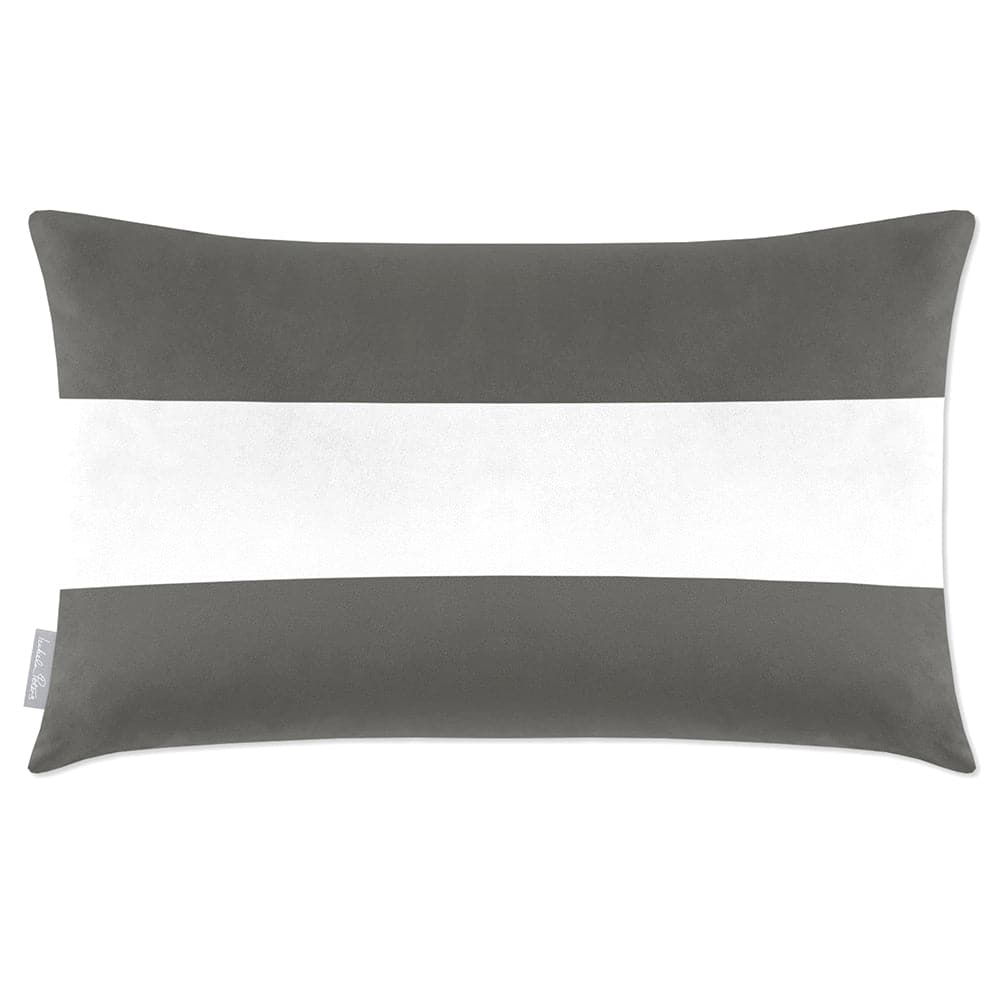 Luxury Eco-Friendly Velvet Rectangle Cushion - 2 Stripes Horizontal  IzabelaPeters Beluga 50 x 30 cm 