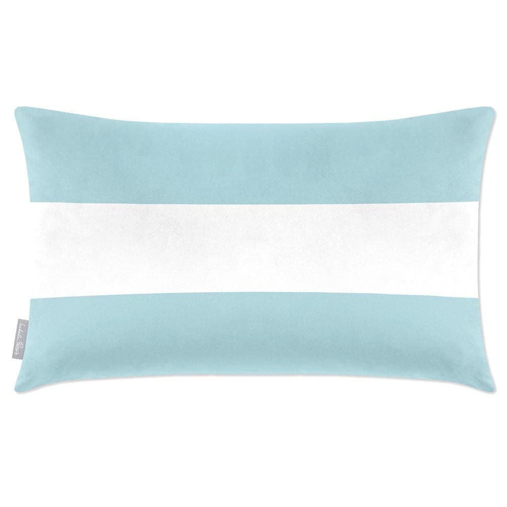Luxury Eco-Friendly Velvet Rectangle Cushion - 2 Stripes Horizontal  IzabelaPeters Celeste Blue 50 x 30 cm 