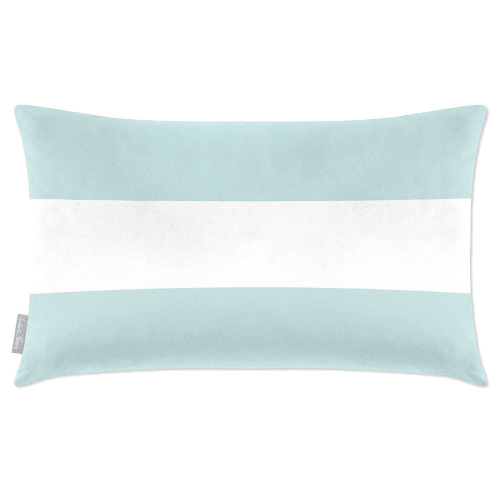 Luxury Eco-Friendly Velvet Rectangle Cushion - 2 Stripes Horizontal  IzabelaPeters Duck Egg Blue 50 x 30 cm 