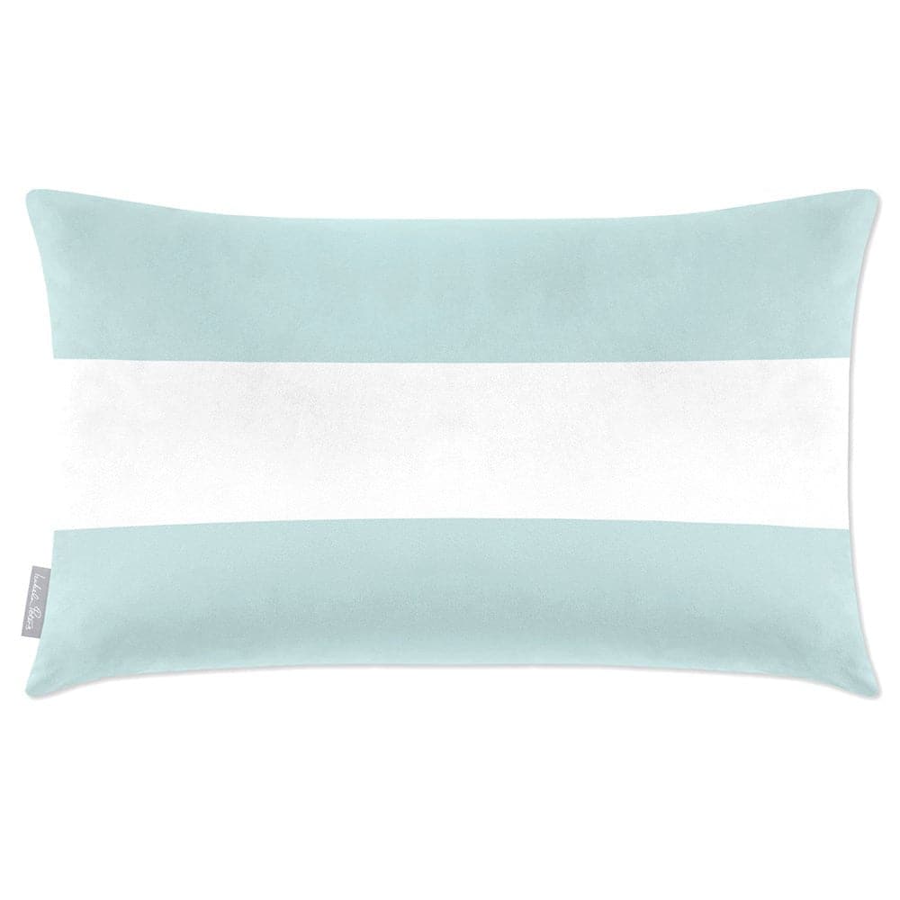 Luxury Eco-Friendly Velvet Rectangle Cushion - 2 Stripes Horizontal  IzabelaPeters Duck Egg Blue 50 x 30 cm 