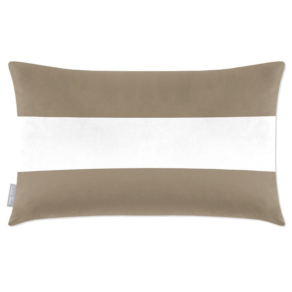 Luxury Eco-Friendly Velvet Rectangle Cushion - 2 Stripes Horizontal  IzabelaPeters Taupe 50 x 30 cm 