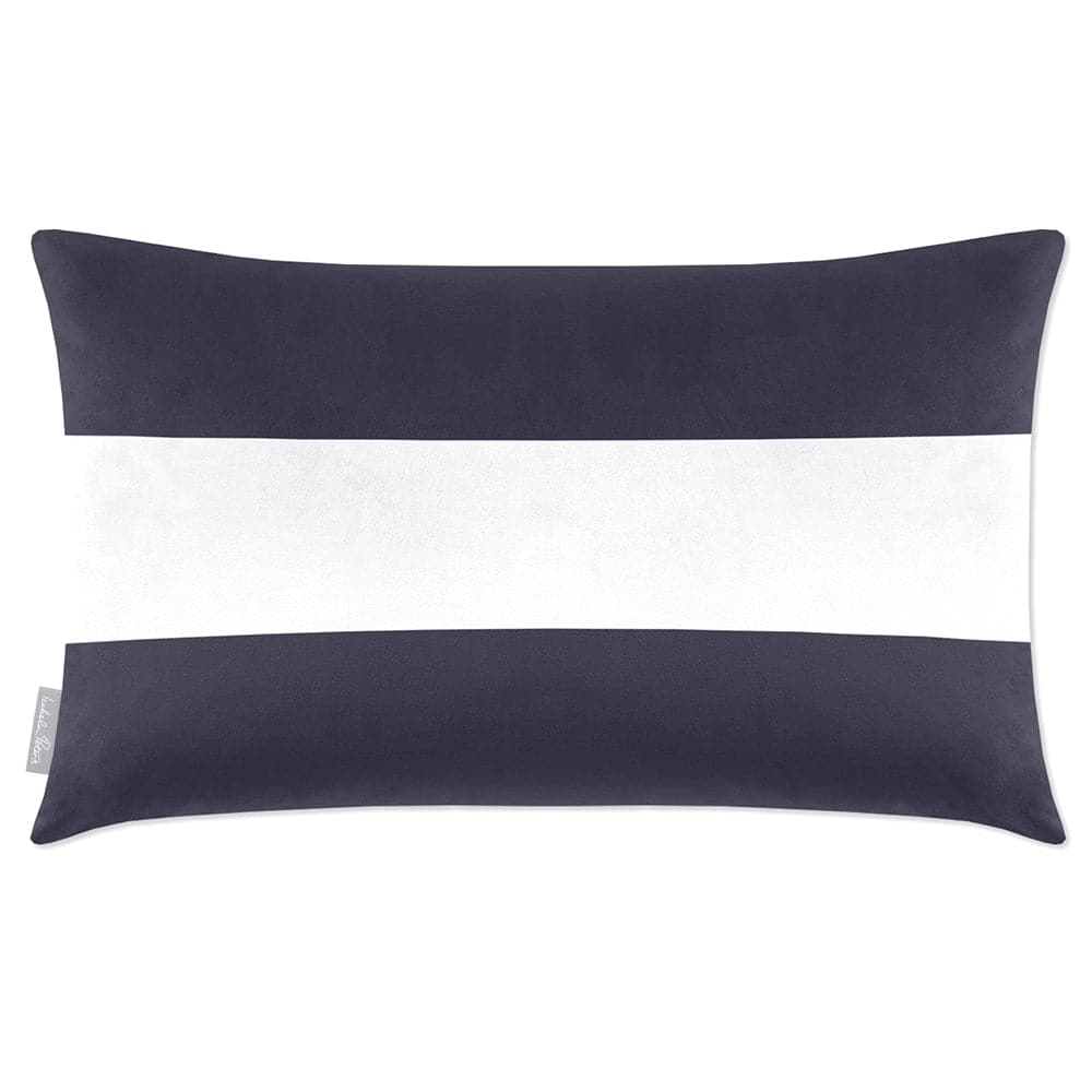 Luxury Eco-Friendly Velvet Rectangle Cushion - 2 Stripes Horizontal  IzabelaPeters Graphite 50 x 30 cm 