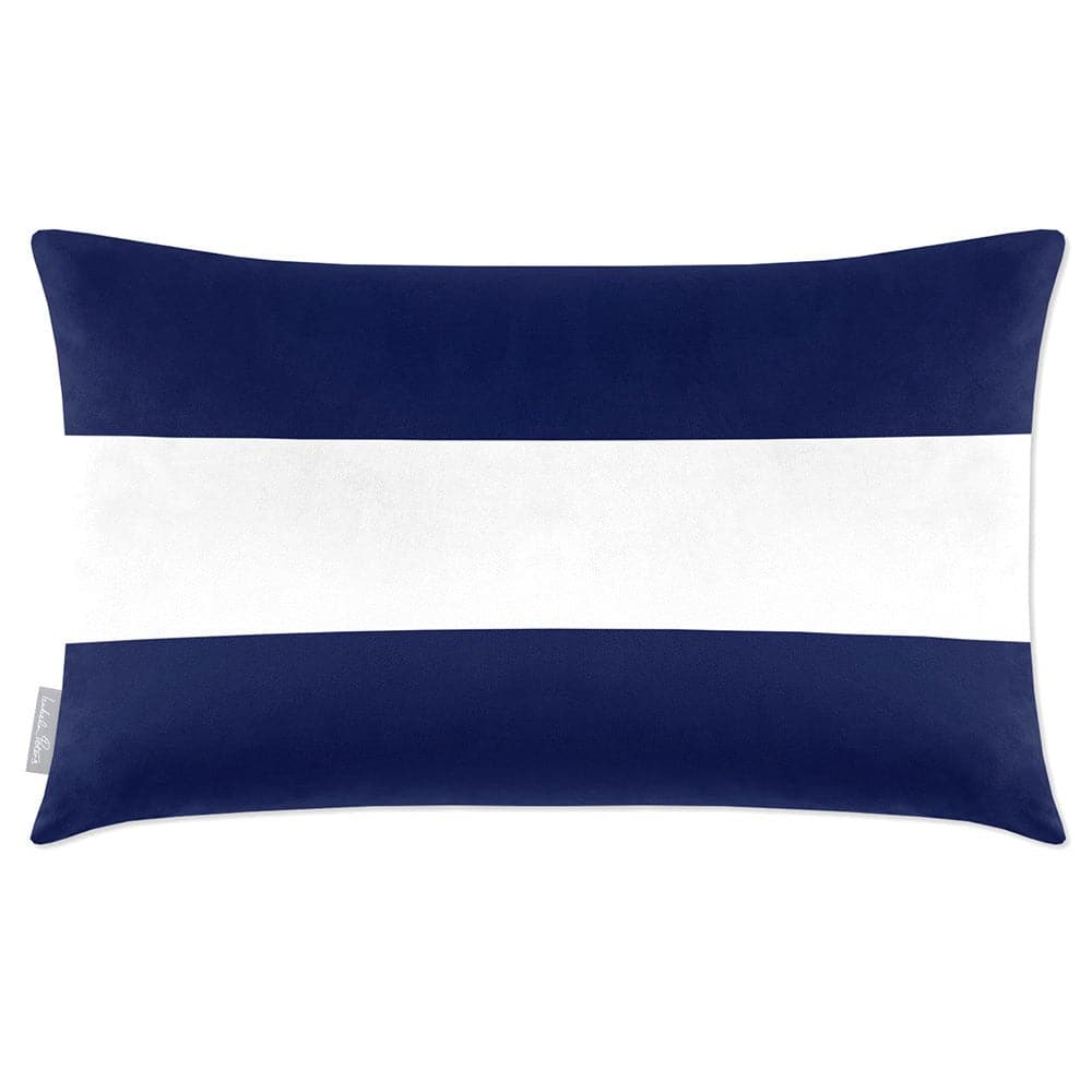 Luxury Eco-Friendly Velvet Rectangle Cushion - 2 Stripes Horizontal  IzabelaPeters Midnight 50 x 30 cm 