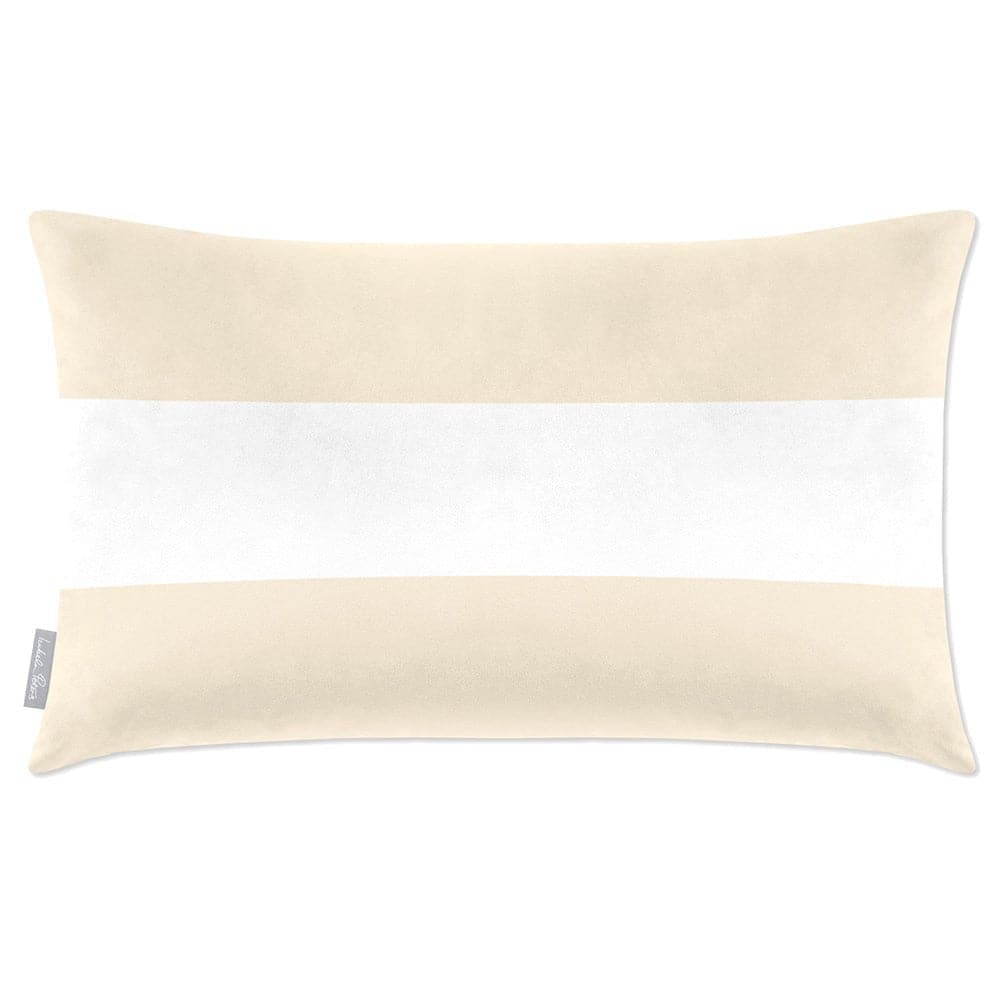 Luxury Eco-Friendly Velvet Rectangle Cushion - 2 Stripes Horizontal  IzabelaPeters Ivory Cream 50 x 30 cm 