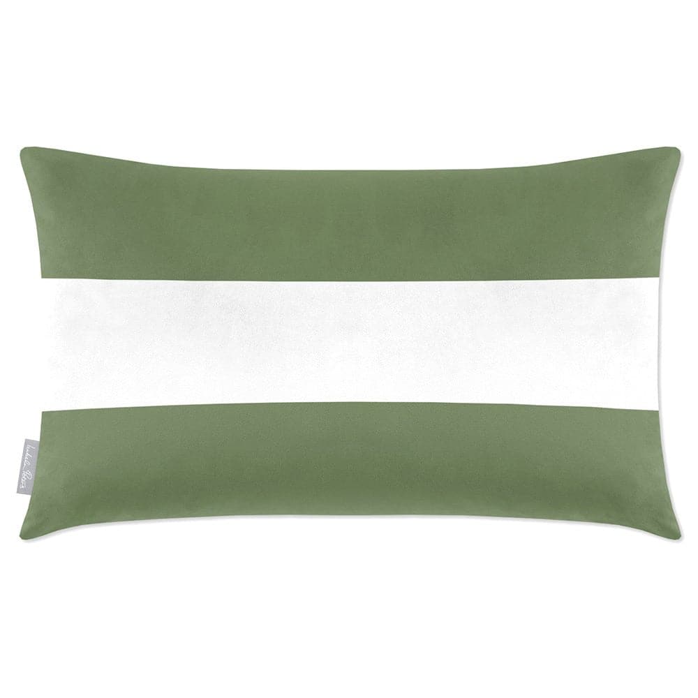 Luxury Eco-Friendly Velvet Rectangle Cushion - 2 Stripes Horizontal  IzabelaPeters Sage 50 x 30 cm 