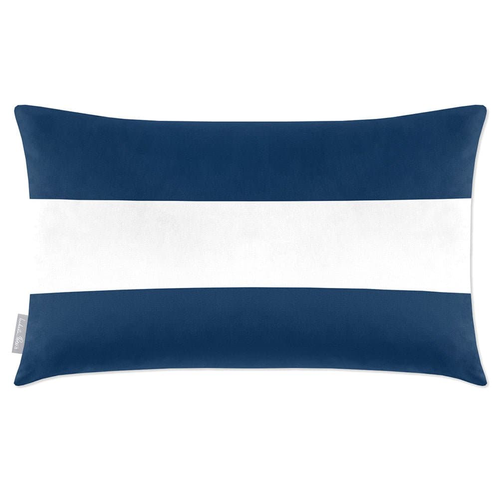 Luxury Eco-Friendly Velvet Rectangle Cushion - 2 Stripes Horizontal  IzabelaPeters Estate Blue 50 x 30 cm 