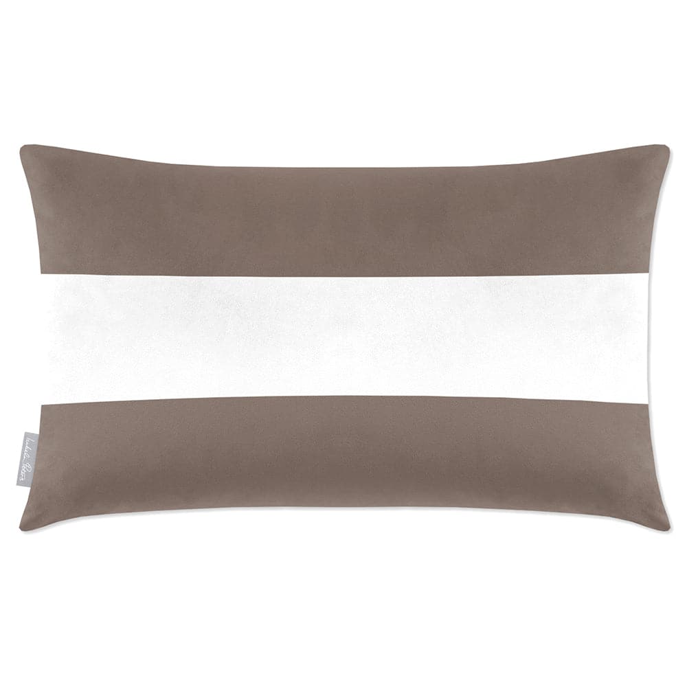 Luxury Eco-Friendly Velvet Rectangle Cushion - 2 Stripes Horizontal  IzabelaPeters Dovedale Stone 50 x 30 cm 
