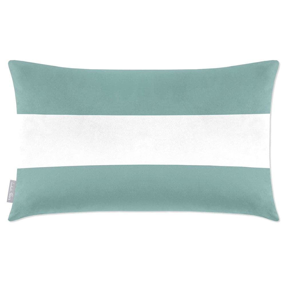 Luxury Eco-Friendly Velvet Rectangle Cushion - 2 Stripes Horizontal  IzabelaPeters Blue Surf 50 x 30 cm 