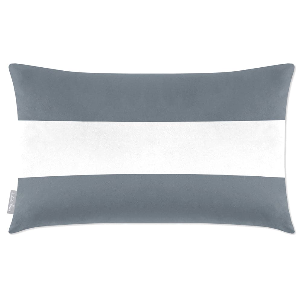 Luxury Eco-Friendly Velvet Rectangle Cushion - 2 Stripes Horizontal  IzabelaPeters French Grey 50 x 30 cm 