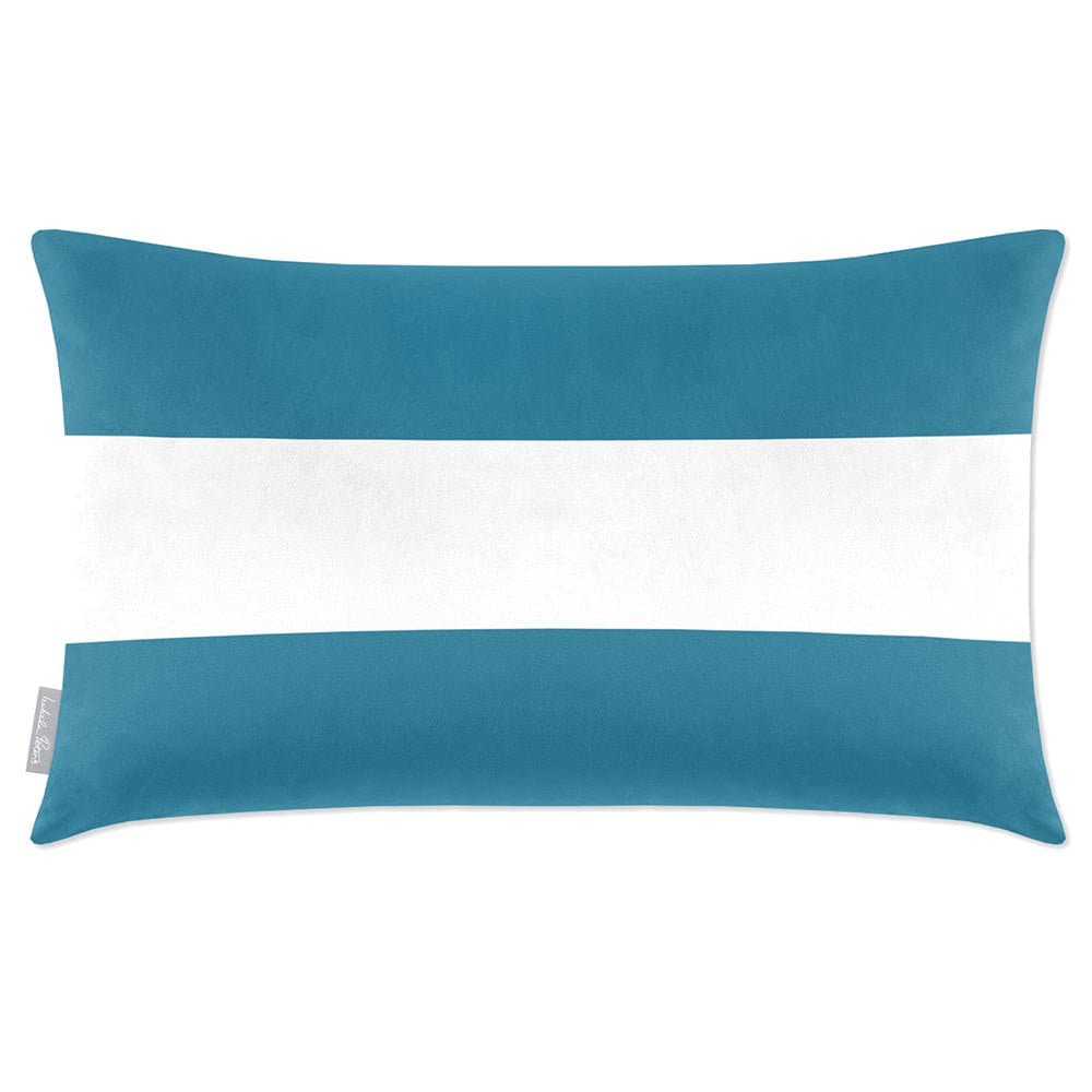 Luxury Eco-Friendly Velvet Rectangle Cushion - 2 Stripes Horizontal  IzabelaPeters Prussian Blue 50 x 30 cm 