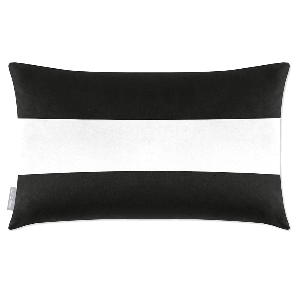 Luxury Eco-Friendly Velvet Rectangle Cushion - 2 Stripes Horizontal  IzabelaPeters Charcoal 50 x 30 cm 