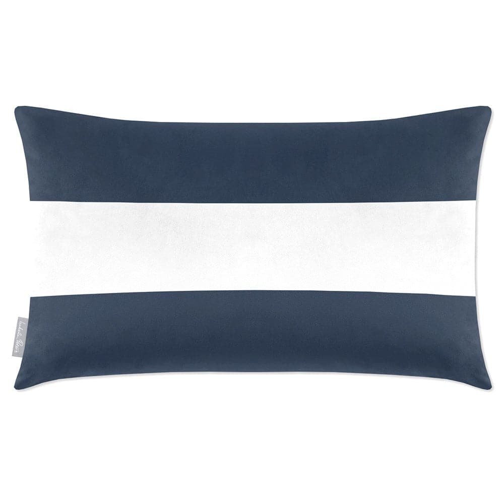 Luxury Eco-Friendly Velvet Rectangle Cushion - 2 Stripes Horizontal  IzabelaPeters Petrol Blue 50 x 30 cm 