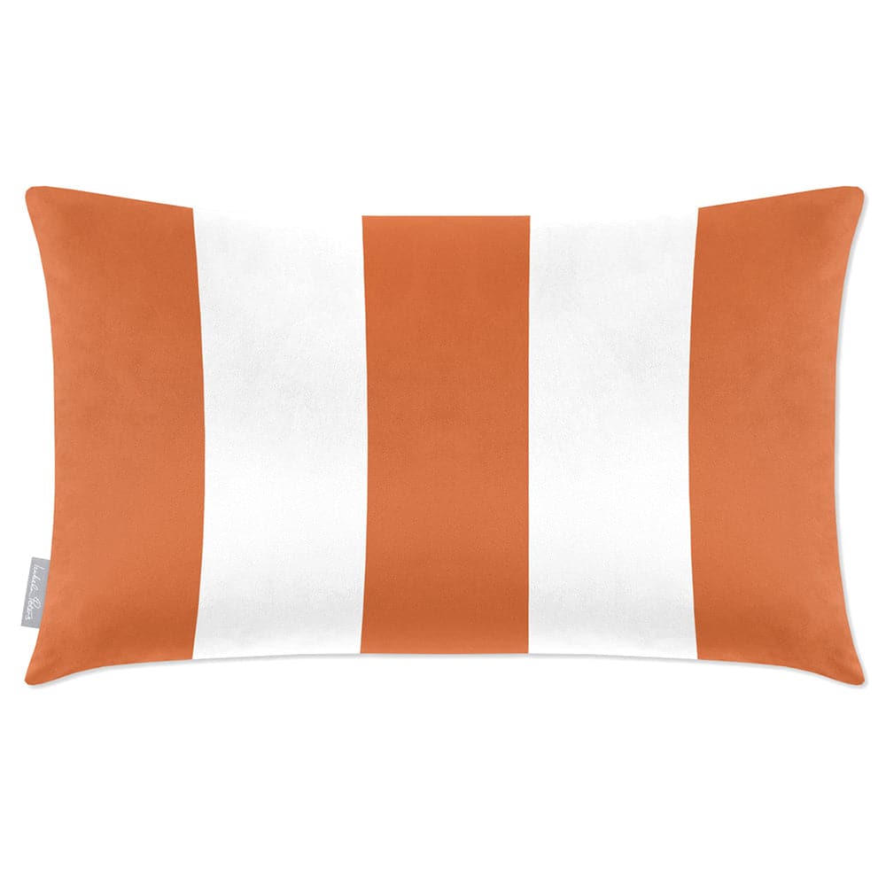 Luxury Eco-Friendly Velvet Rectangle Cushion - 3 Stripes  IzabelaPeters Burnt Orange 50 x 30 cm 