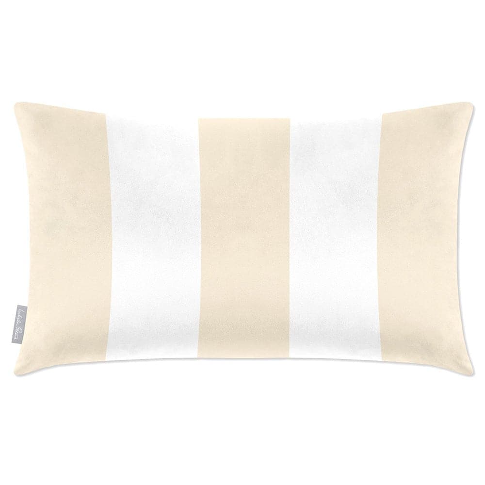 Luxury Eco-Friendly Velvet Rectangle Cushion - 3 Stripes  IzabelaPeters Ivory Cream 50 x 30 cm 