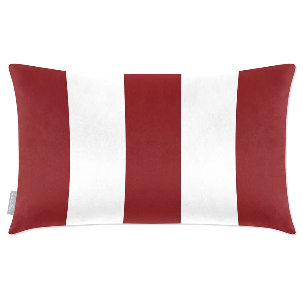 Luxury Eco-Friendly Velvet Rectangle Cushion - 3 Stripes  IzabelaPeters Raspberry Red 50 x 30 cm 