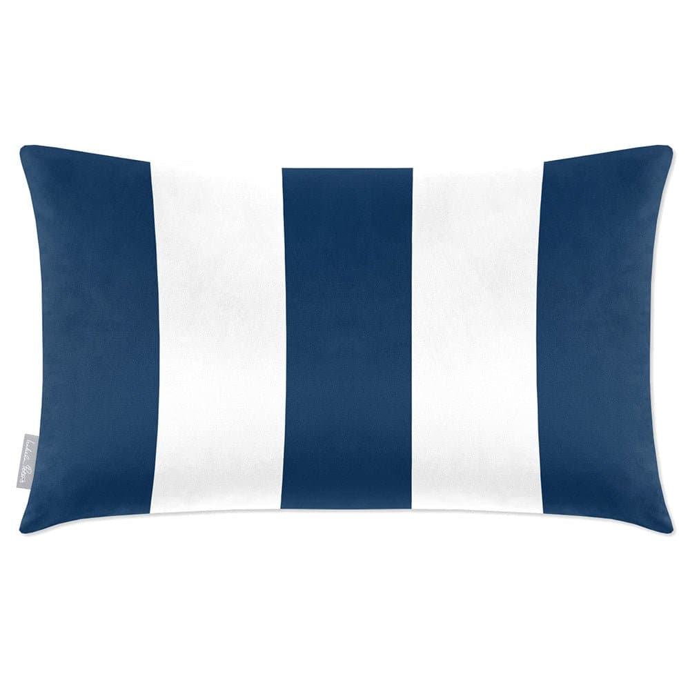 Luxury Eco-Friendly Velvet Rectangle Cushion - 3 Stripes  IzabelaPeters Estate Blue 50 x 30 cm 