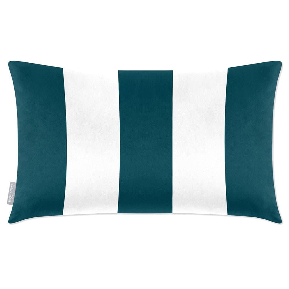 Luxury Eco-Friendly Velvet Rectangle Cushion - 3 Stripes  IzabelaPeters Teal 50 x 30 cm 
