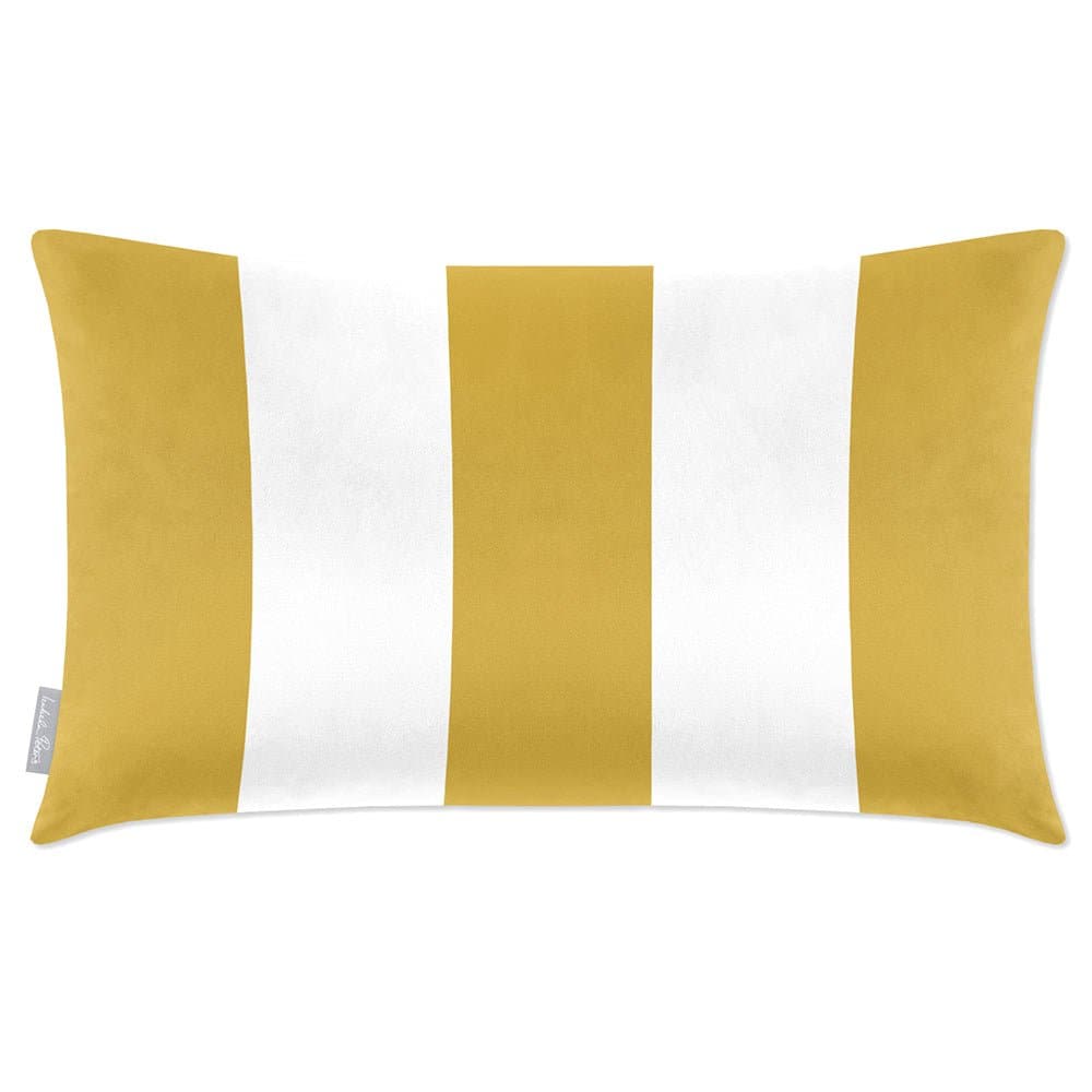 Luxury Eco-Friendly Velvet Rectangle Cushion - 3 Stripes  IzabelaPeters Mustard Ochre 50 x 30 cm 