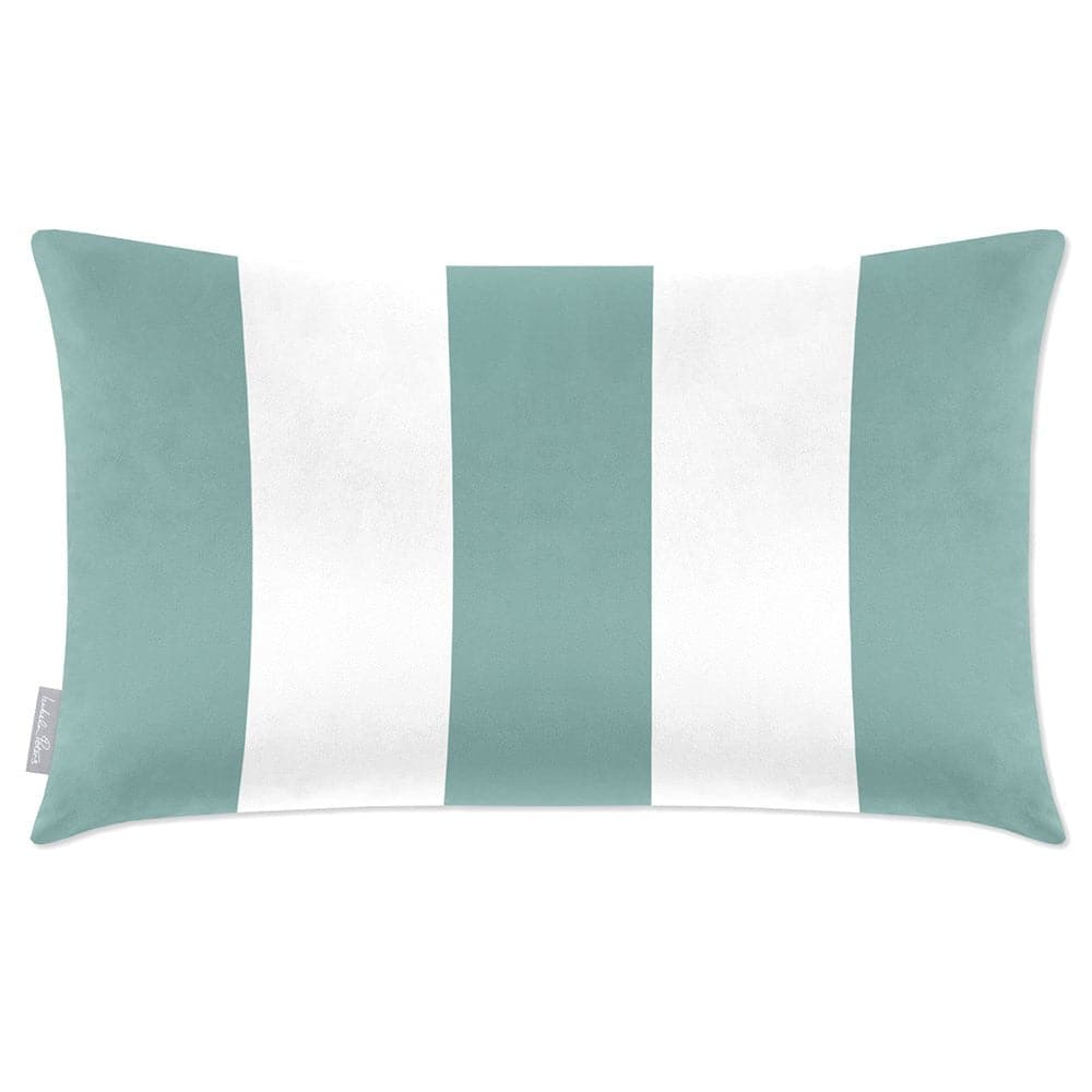 Luxury Eco-Friendly Velvet Rectangle Cushion - 3 Stripes  IzabelaPeters Blue Surf 50 x 30 cm 