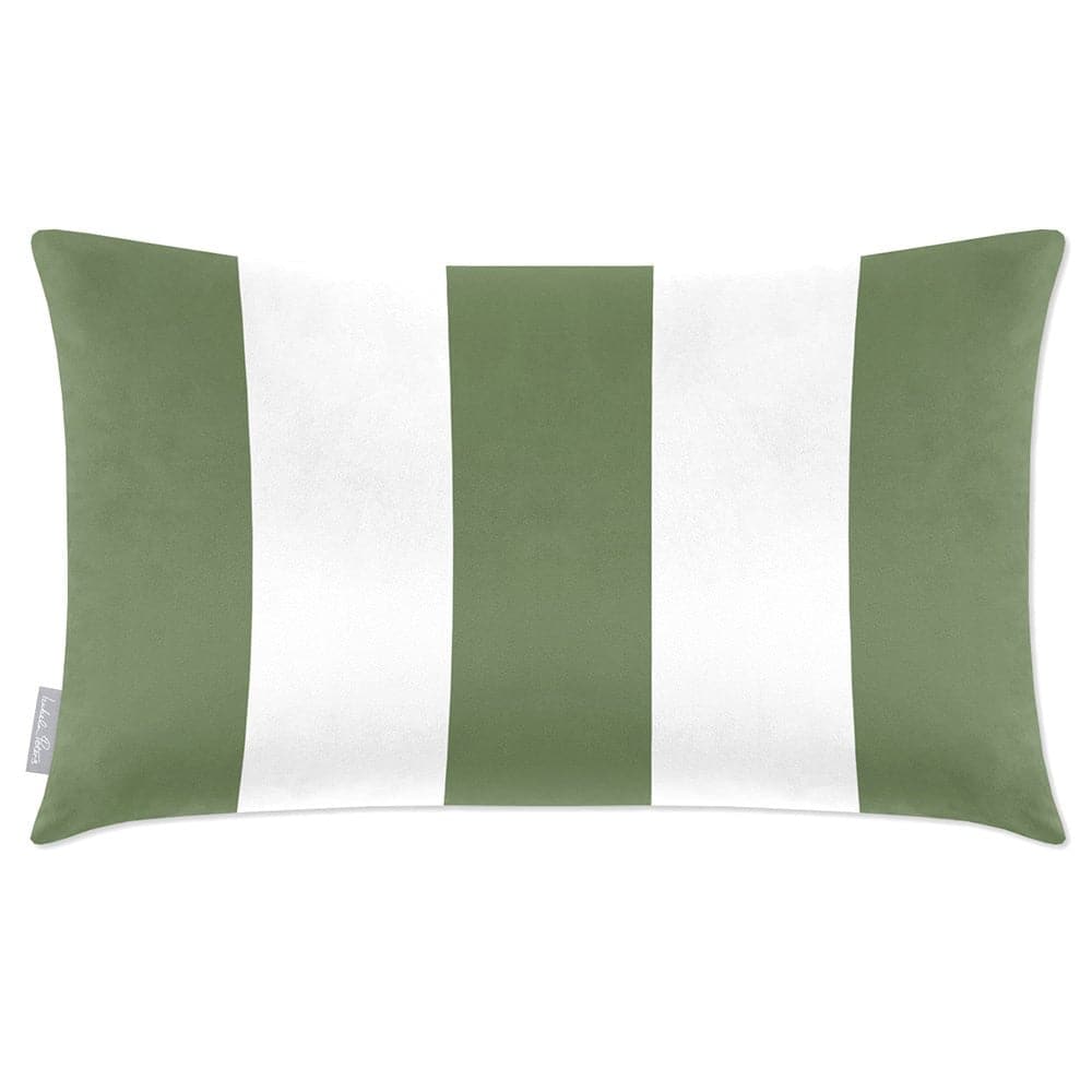 Luxury Eco-Friendly Velvet Rectangle Cushion - 3 Stripes  IzabelaPeters Sage 50 x 30 cm 