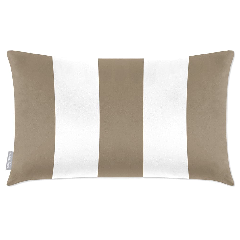 Luxury Eco-Friendly Velvet Rectangle Cushion - 3 Stripes  IzabelaPeters Taupe 50 x 30 cm 