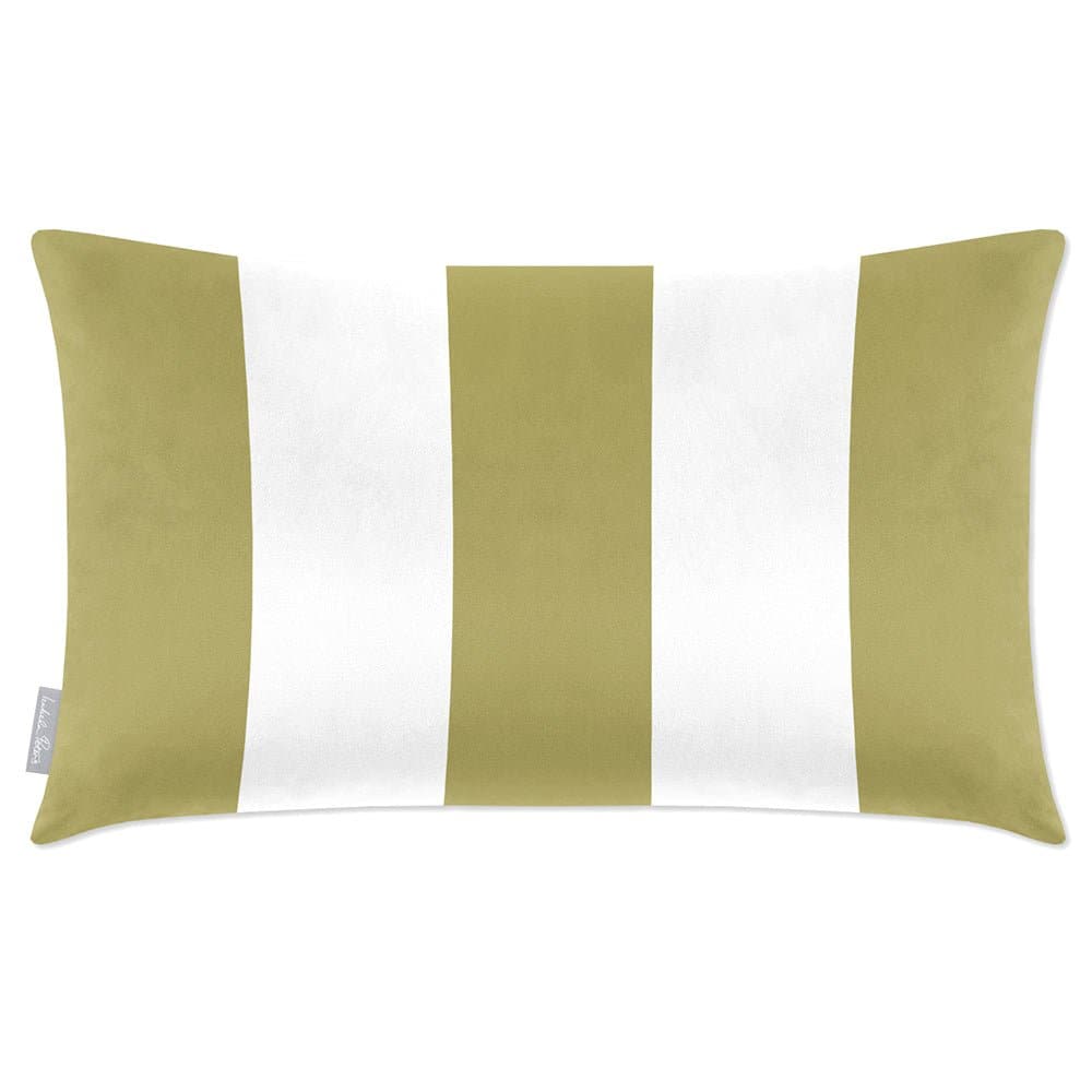 Luxury Eco-Friendly Velvet Rectangle Cushion - 3 Stripes  IzabelaPeters Golden Lime 50 x 30 cm 