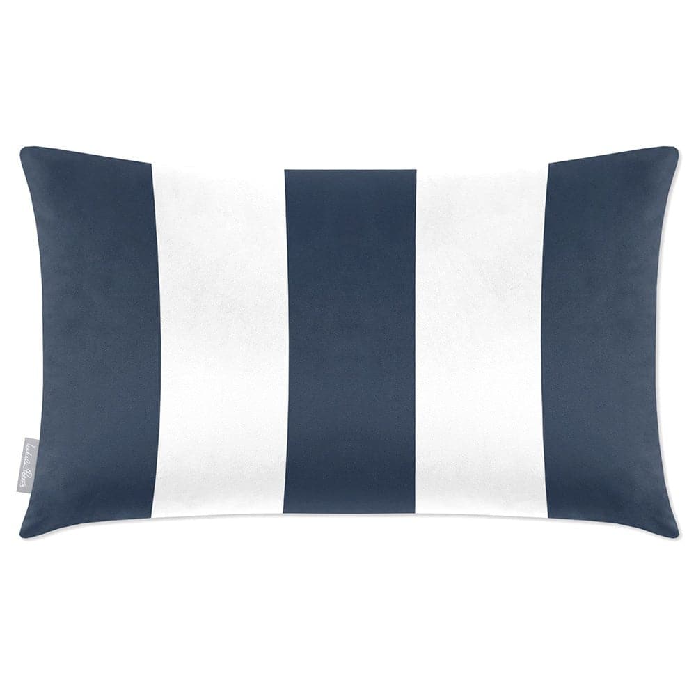 Luxury Eco-Friendly Velvet Rectangle Cushion - 3 Stripes  IzabelaPeters Petrol Blue 50 x 30 cm 