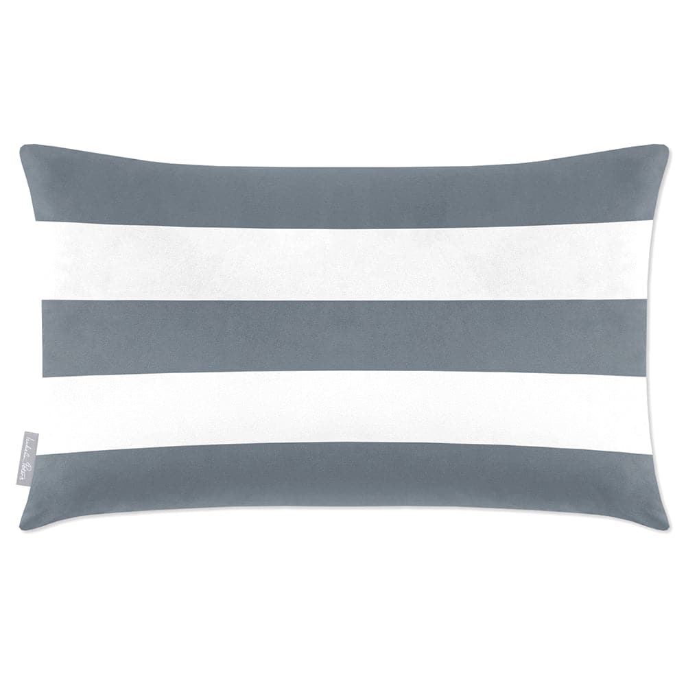 Luxury Eco-Friendly Velvet Rectangle Cushion - 3 Stripes Horizontal  IzabelaPeters French Grey 50 x 30 cm 
