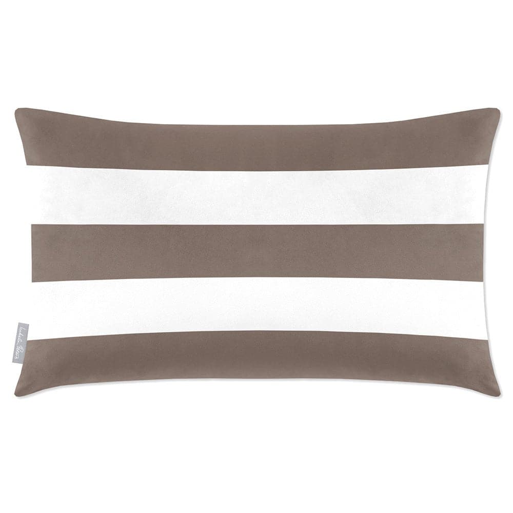 Luxury Eco-Friendly Velvet Rectangle Cushion - 3 Stripes Horizontal  IzabelaPeters Dovedale Stone 50 x 30 cm 