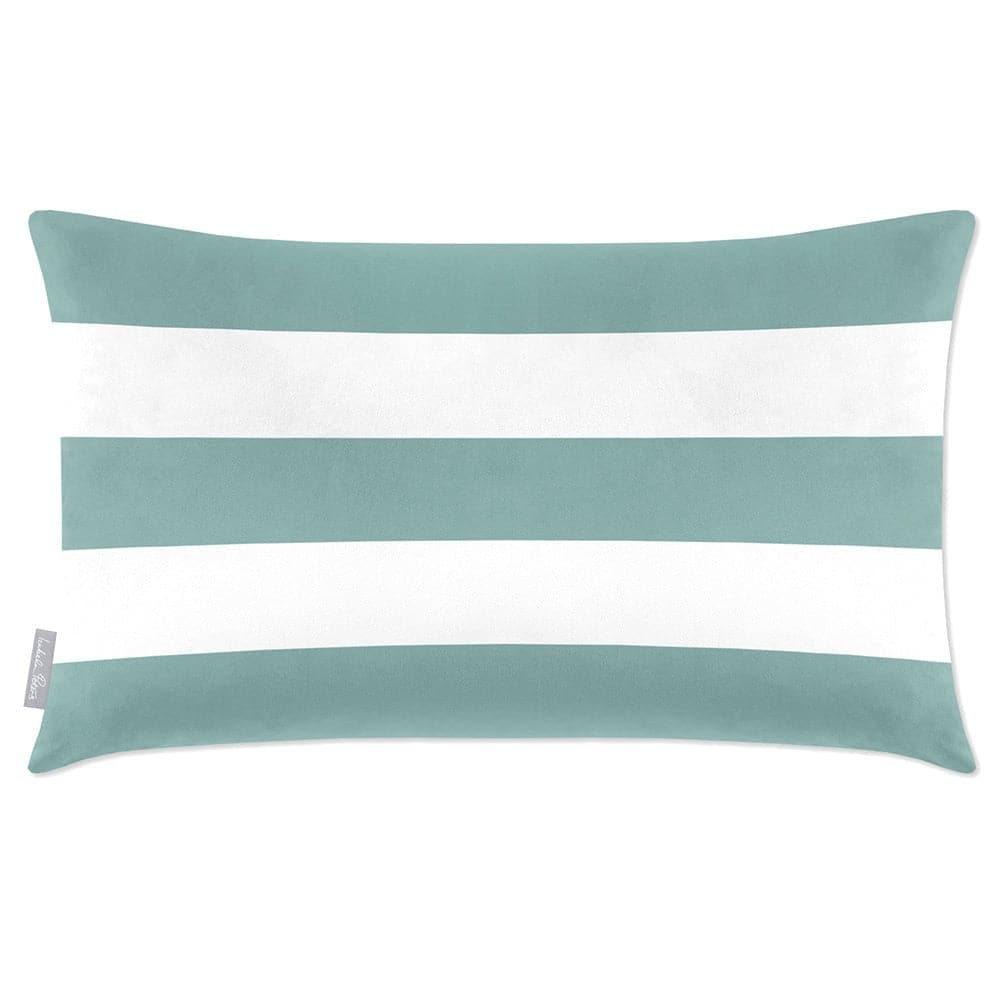 Luxury Eco-Friendly Velvet Rectangle Cushion - 3 Stripes Horizontal  IzabelaPeters Blue Surf 50 x 30 cm 