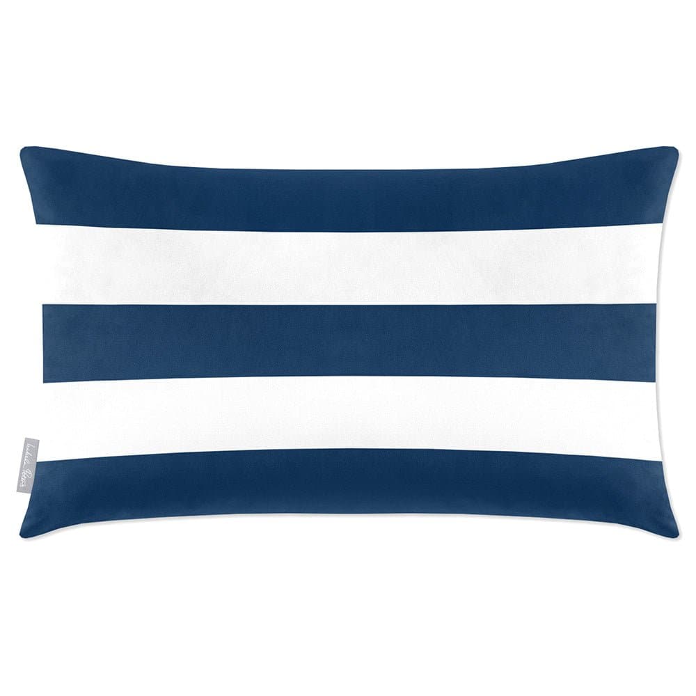 Luxury Eco-Friendly Velvet Rectangle Cushion - 3 Stripes Horizontal  IzabelaPeters Estate Blue 50 x 30 cm 