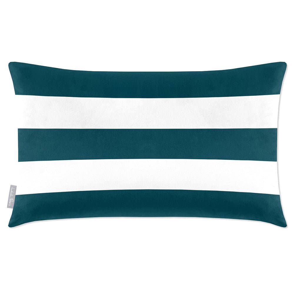 Luxury Eco-Friendly Velvet Rectangle Cushion - 3 Stripes Horizontal  IzabelaPeters Teal 50 x 30 cm 