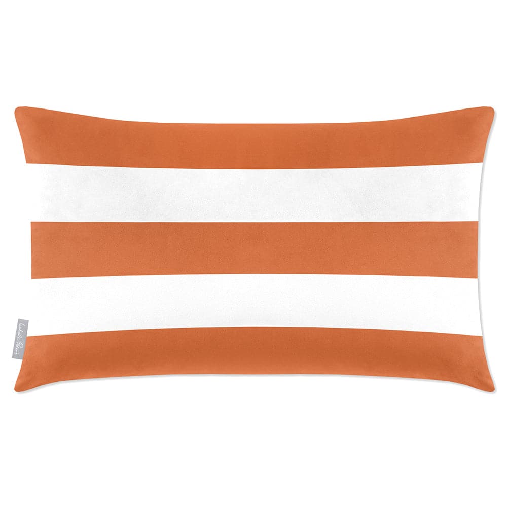 Luxury Eco-Friendly Velvet Rectangle Cushion - 3 Stripes Horizontal  IzabelaPeters Burnt Orange 50 x 30 cm 