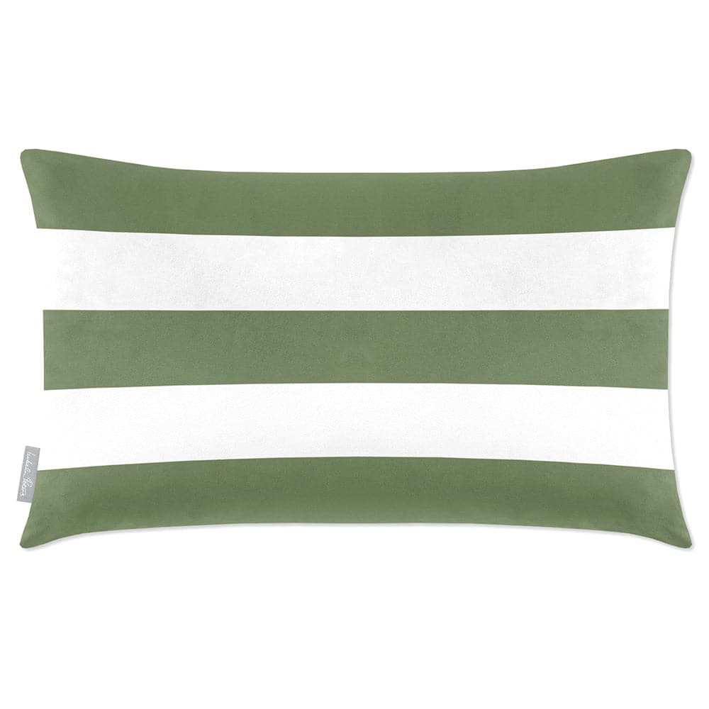 Luxury Eco-Friendly Velvet Rectangle Cushion - 3 Stripes Horizontal  IzabelaPeters Sage 50 x 30 cm 