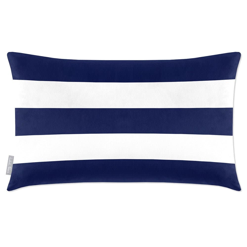 Luxury Eco-Friendly Velvet Rectangle Cushion - 3 Stripes Horizontal  IzabelaPeters Midnight 50 x 30 cm 