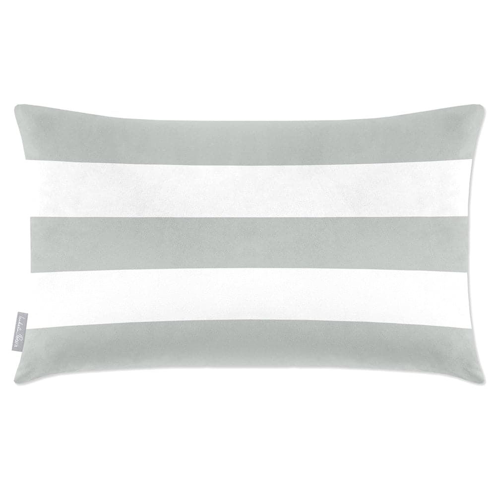 Luxury Eco-Friendly Velvet Rectangle Cushion - 3 Stripes Horizontal  IzabelaPeters Storm Grey 50 x 30 cm 
