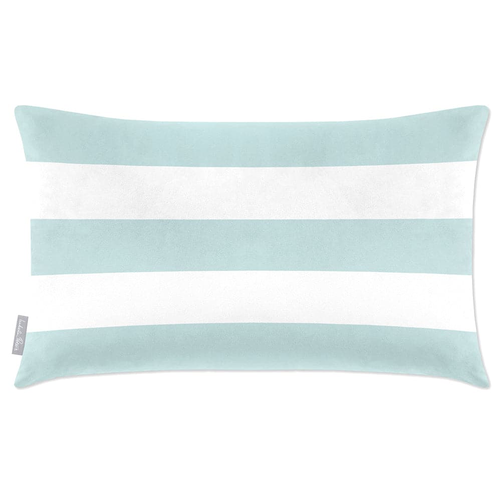 Luxury Eco-Friendly Velvet Rectangle Cushion - 3 Stripes Horizontal  IzabelaPeters Duck Egg Blue 50 x 30 cm 