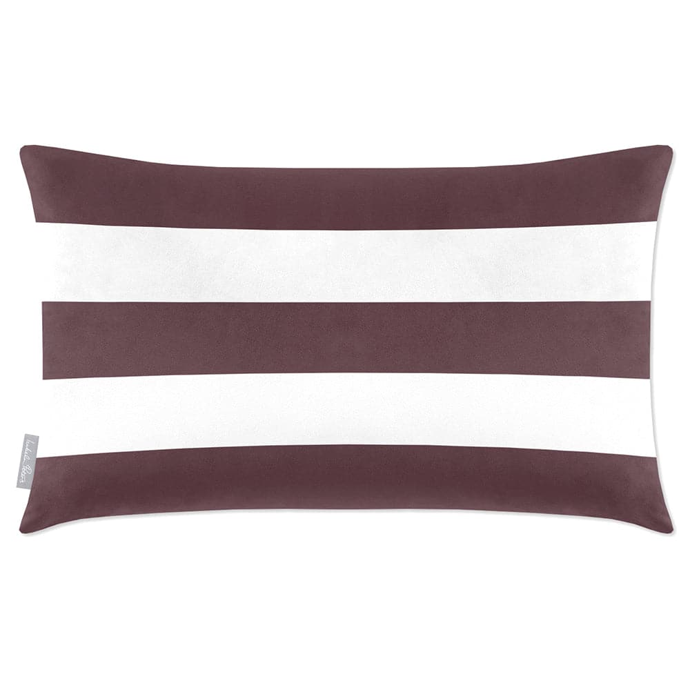 Luxury Eco-Friendly Velvet Rectangle Cushion - 3 Stripes Horizontal  IzabelaPeters Italian Grape 50 x 30 cm 